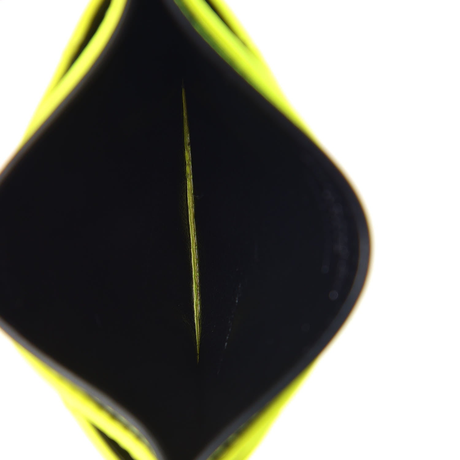 Saint Laurent Patent Grain De Poudre Matelasse Chevron Monogram Credit Card Case Neon Yellow 5 of 8