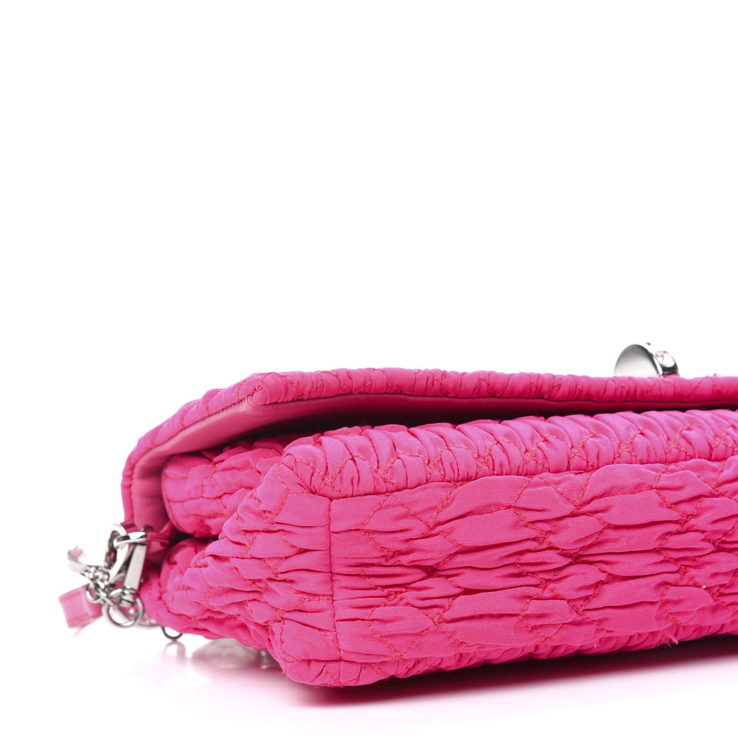 Faille Matelasse Crystal Flap Clutch Pink