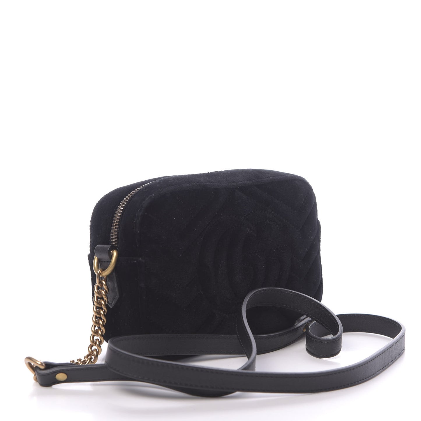 Velvet Matelasse Marquise Crystals Mini GG Marmont Chain Shoulder Bag Black