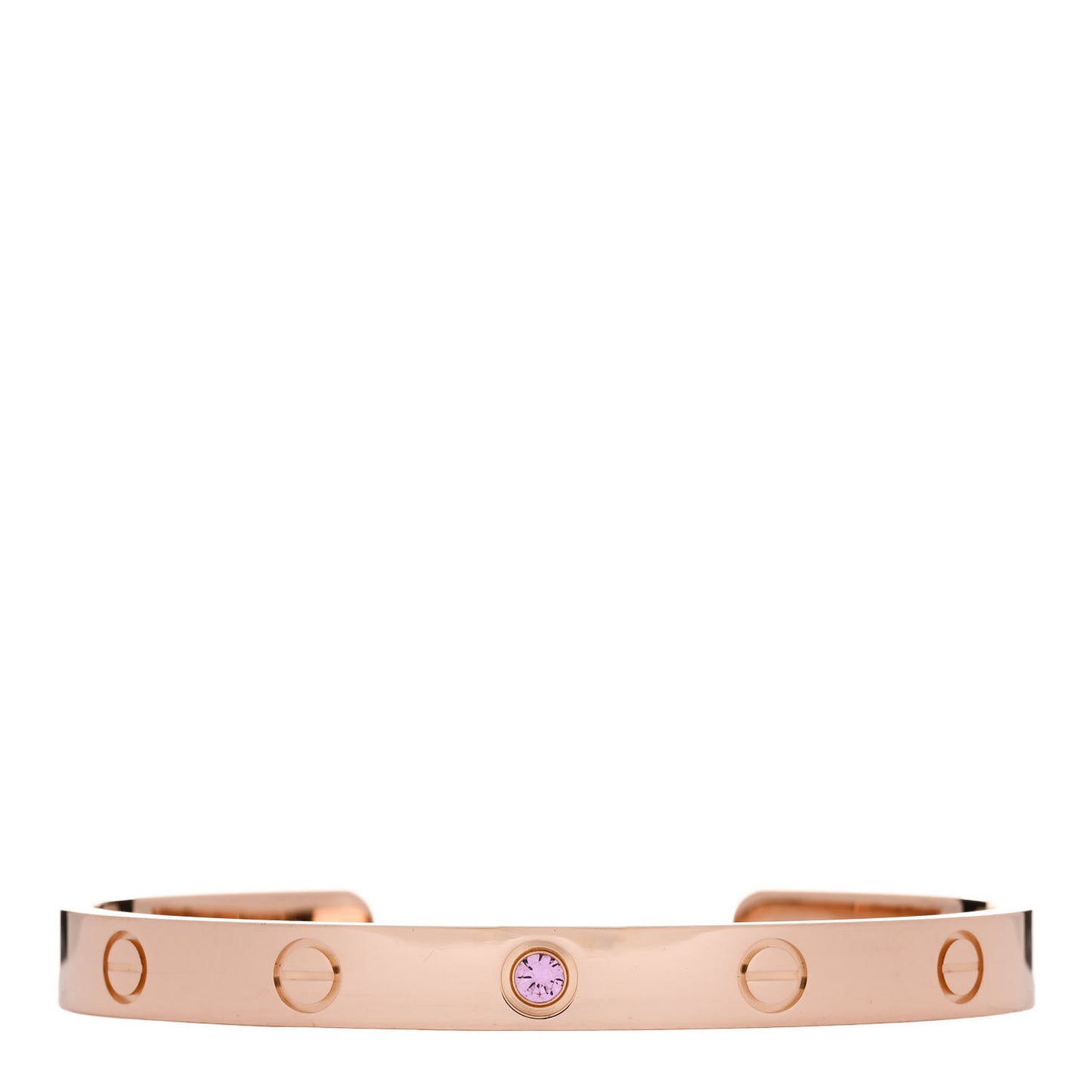 18K Pink Gold Pink Sapphire LOVE Cuff Bracelet 17
