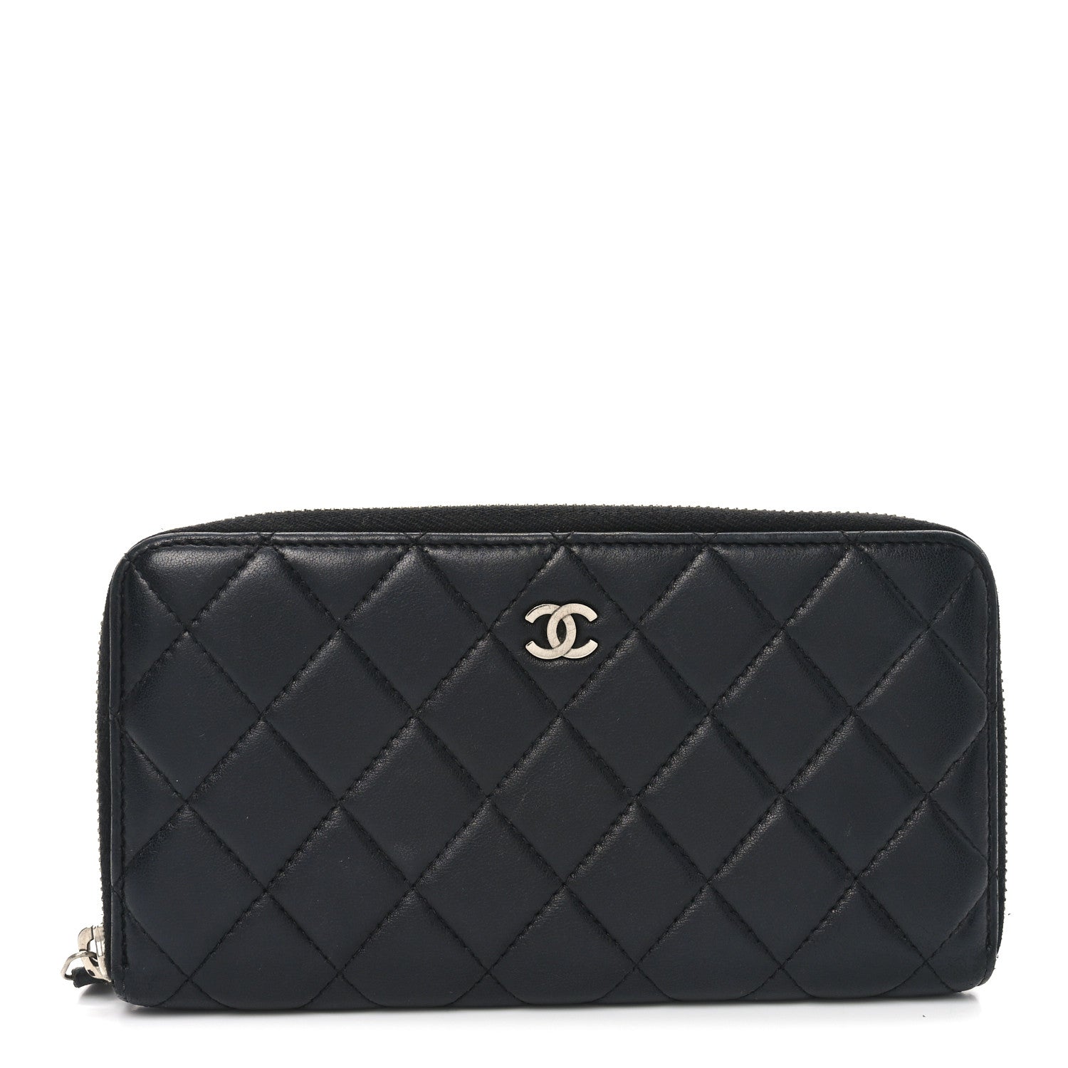 Chanel Lambskin Quilted Large Gusset Zip Around Wallet Black 1 of 10