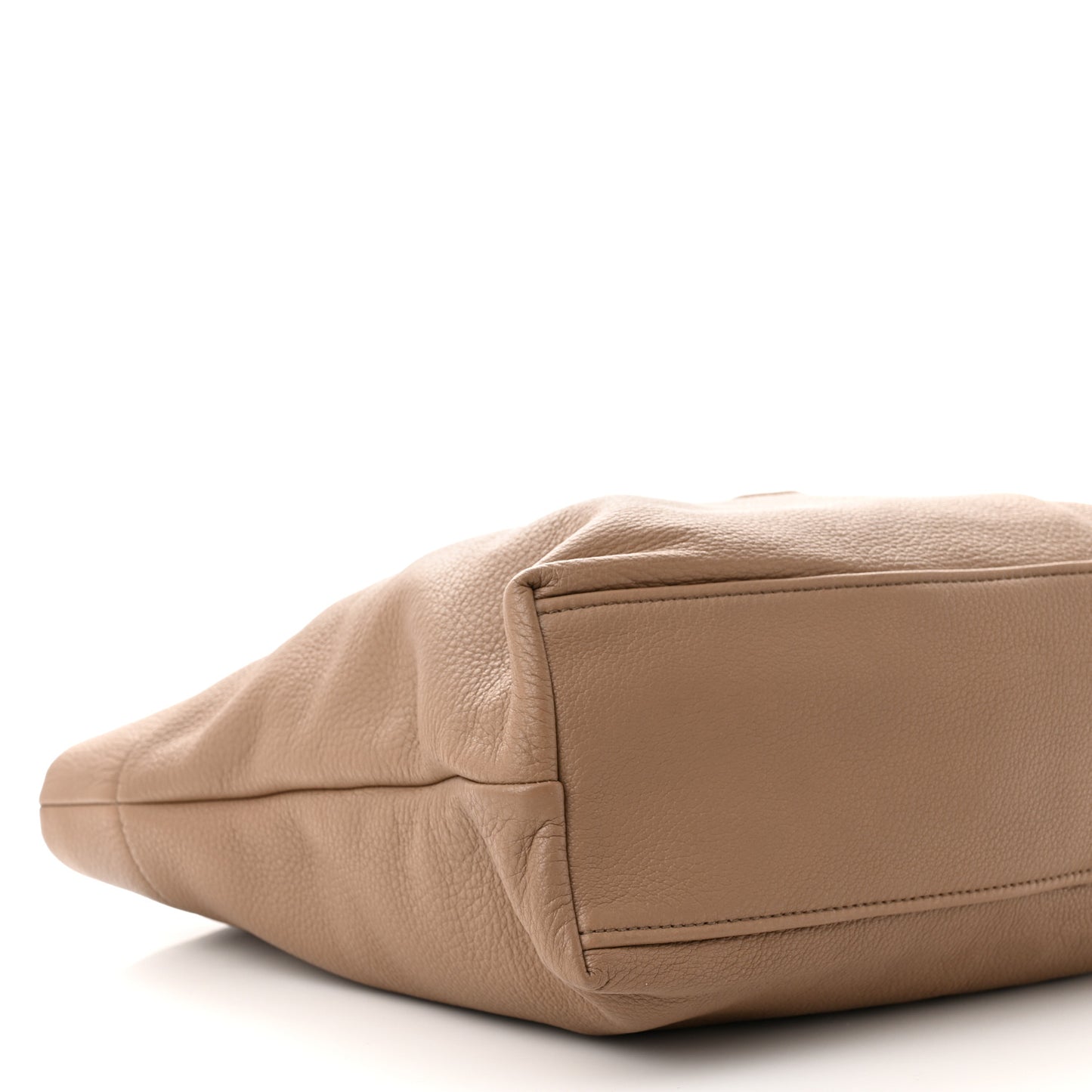 Vitello Daino Embossed Logo Shopping Tote Noisette