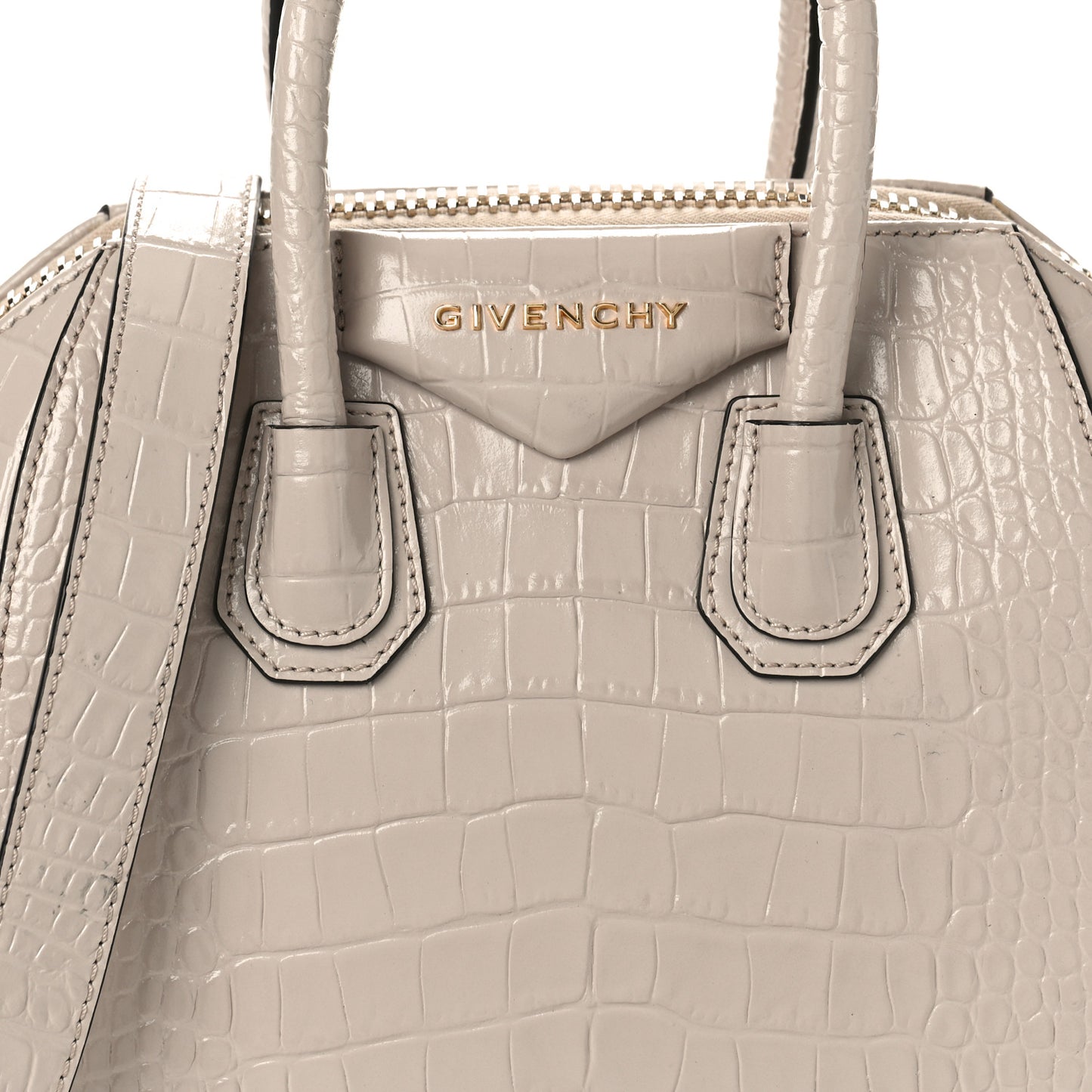 Calfskin Crocodile Embossed Mini Antigona Dune