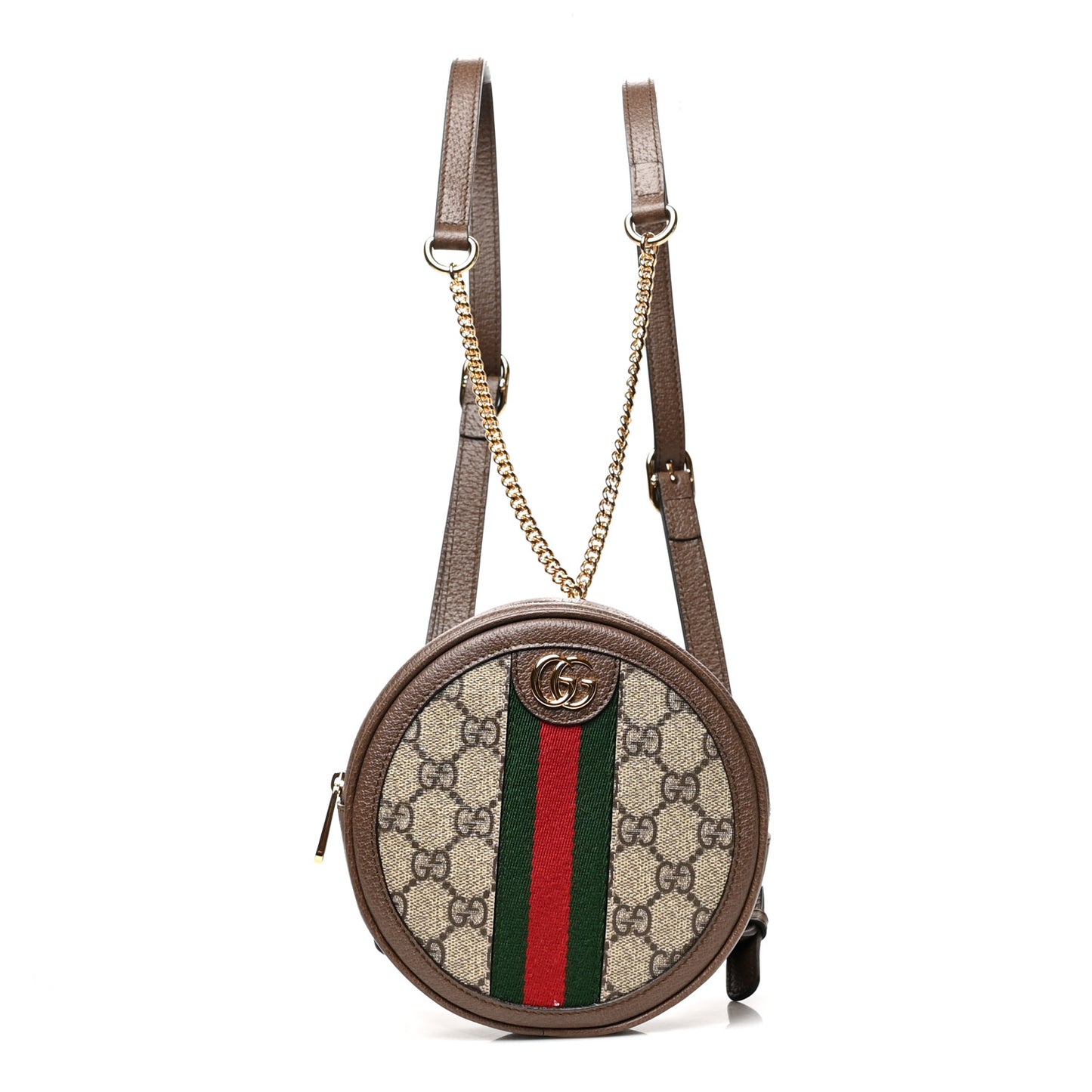 GG Supreme Monogram Web Mini Ophidia Round Backpack Brown