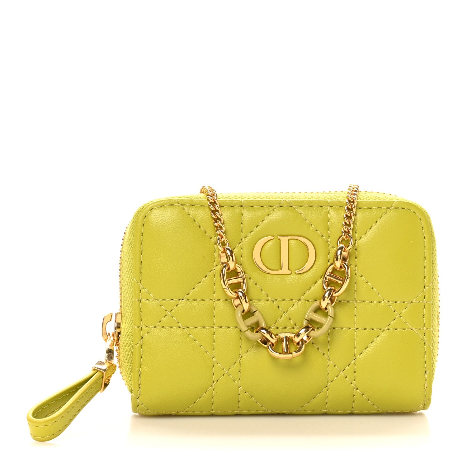 Christian Dior Lambskin Cannage Mini Caro Zipped Pouch on Chain