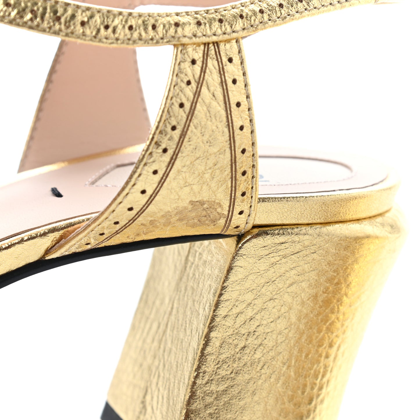 Metallic Calfskin Chameleon Block Heel Pumps 38 Gold