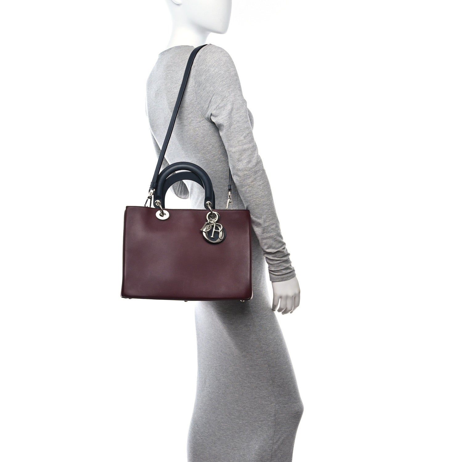Christian Dior Smooth Calfskin Medium Diorissimo Tote Burgundy Pink 2 of 11