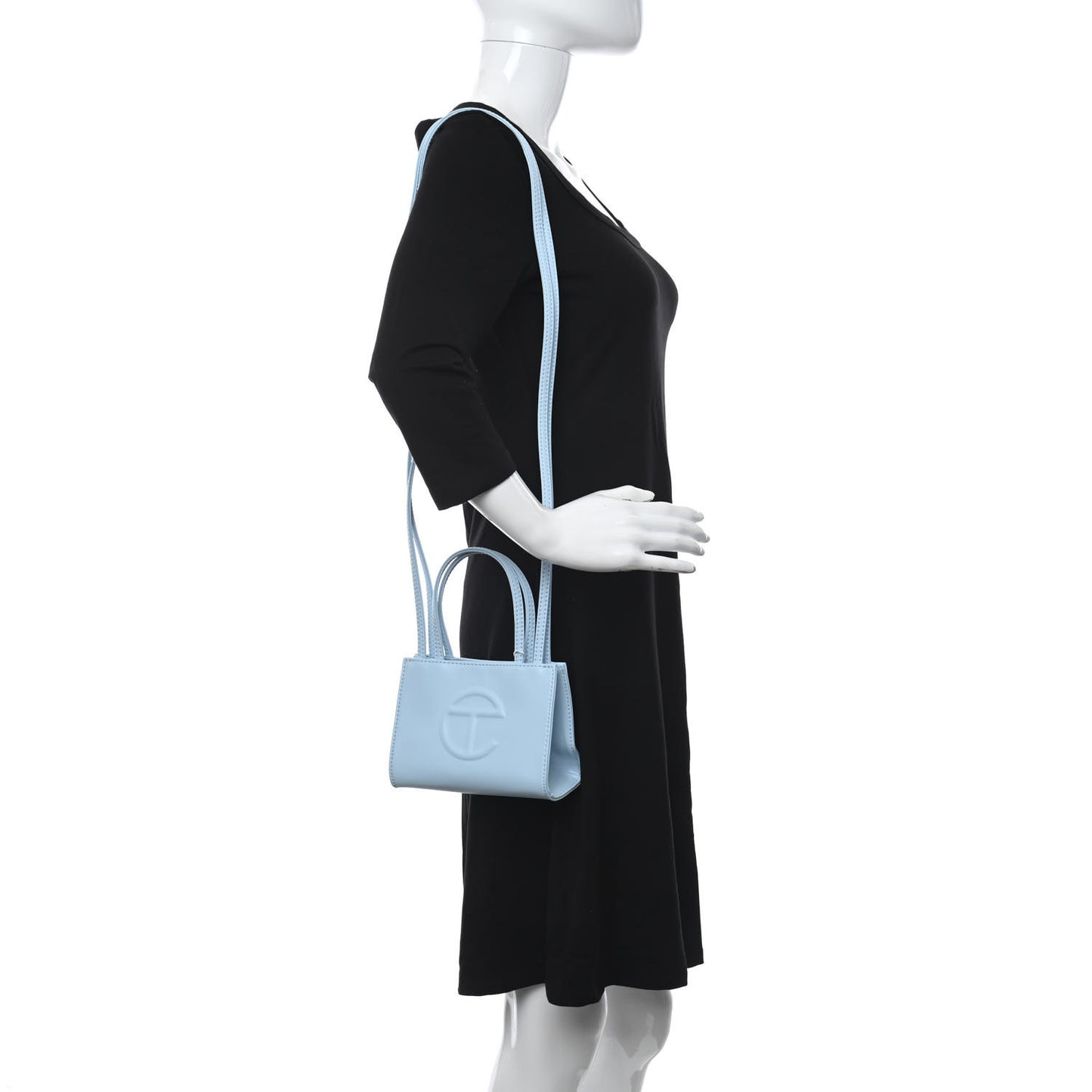 Vegan Leather Small Shopping Bag Pool Blue
