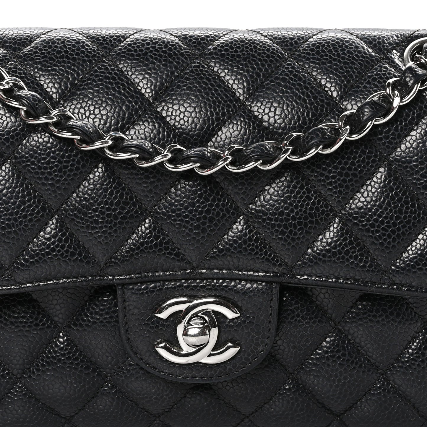 Caviar Quilted Small Double Flap Black