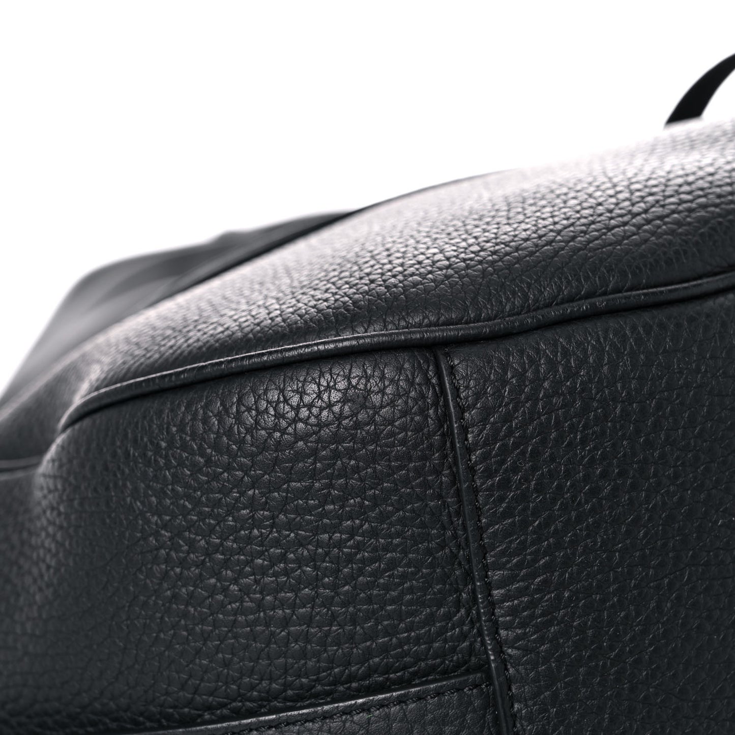 Grained Calfskin Saddle Soft Bag Black