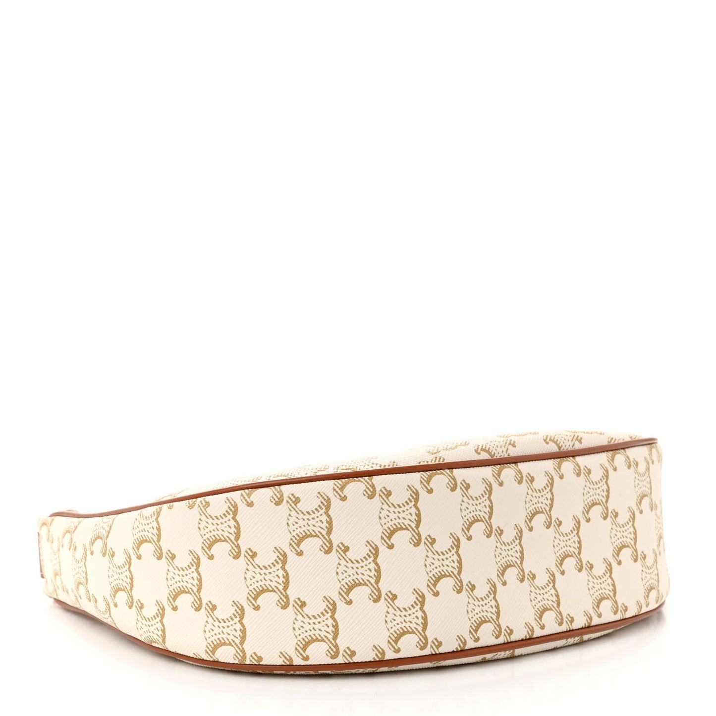 Canvas Calfskin Ava Triomphe Shoulder Bag White