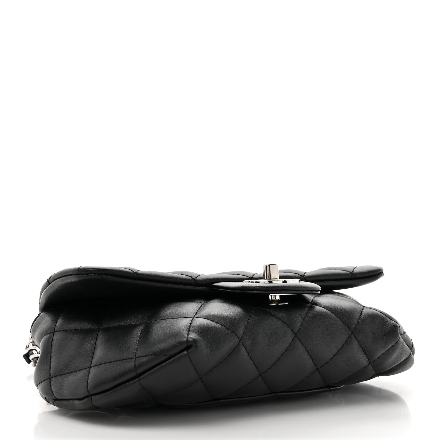Calfskin Quilted CC Uniform Flap Belt Bag Black