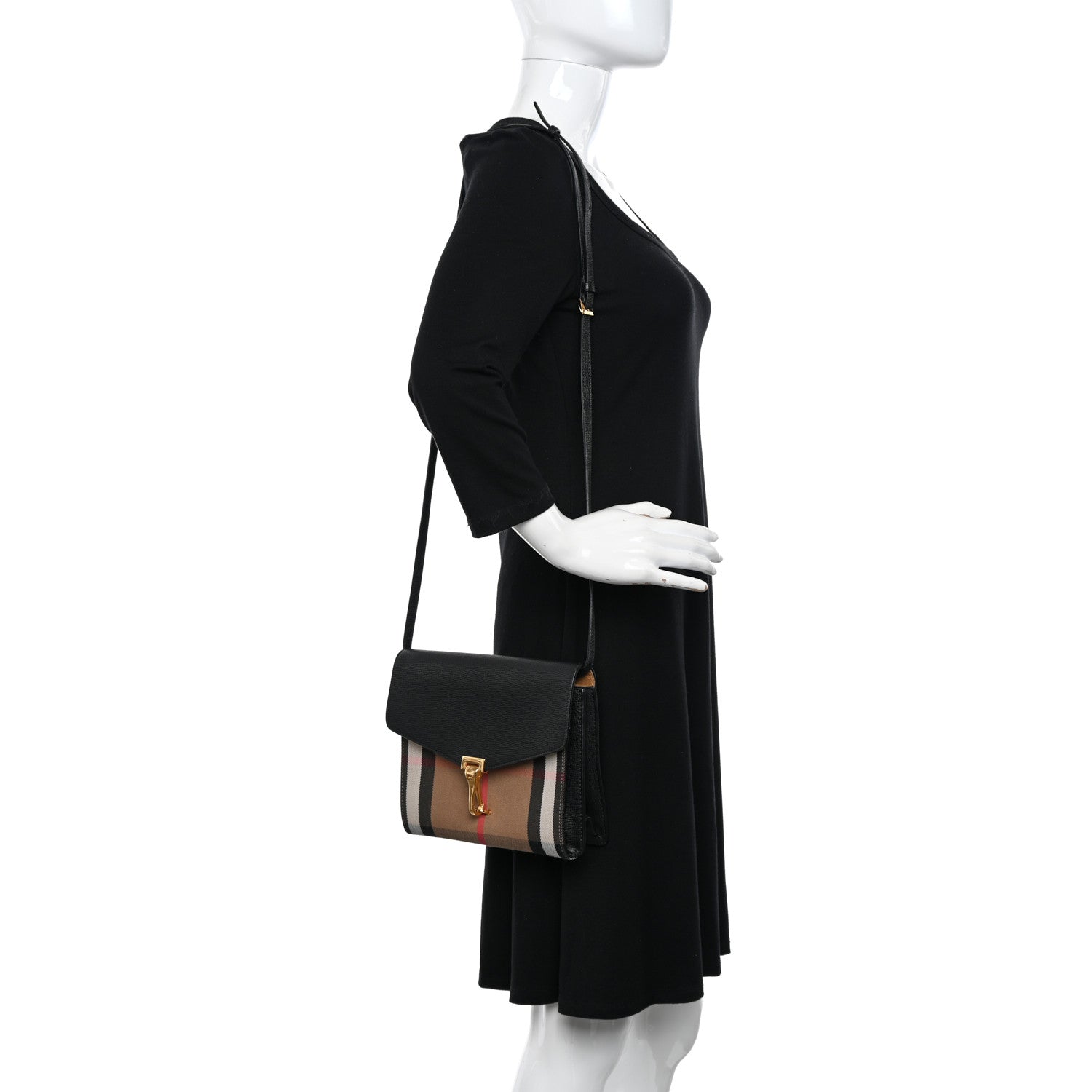 Burberry Derby Calfskin House Check Small Macken Crossbody Bag Black 2 of 12