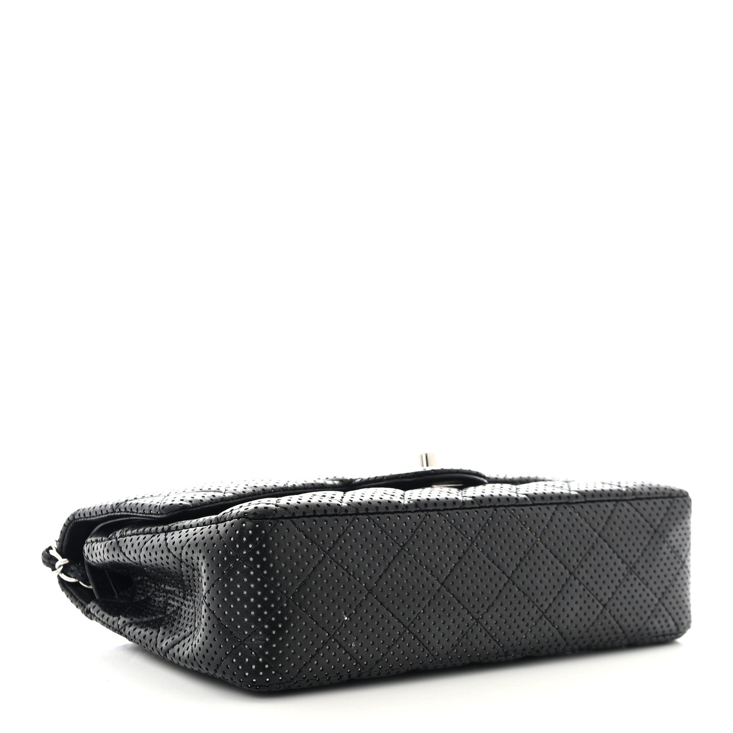 Lambskin Perforated Medium Double Flap Black