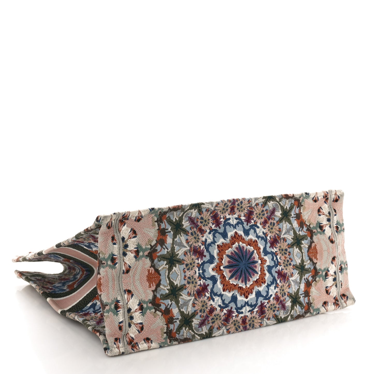 Canvas Embroidered Large Kaleidioroscopic Book Tote Multicolor