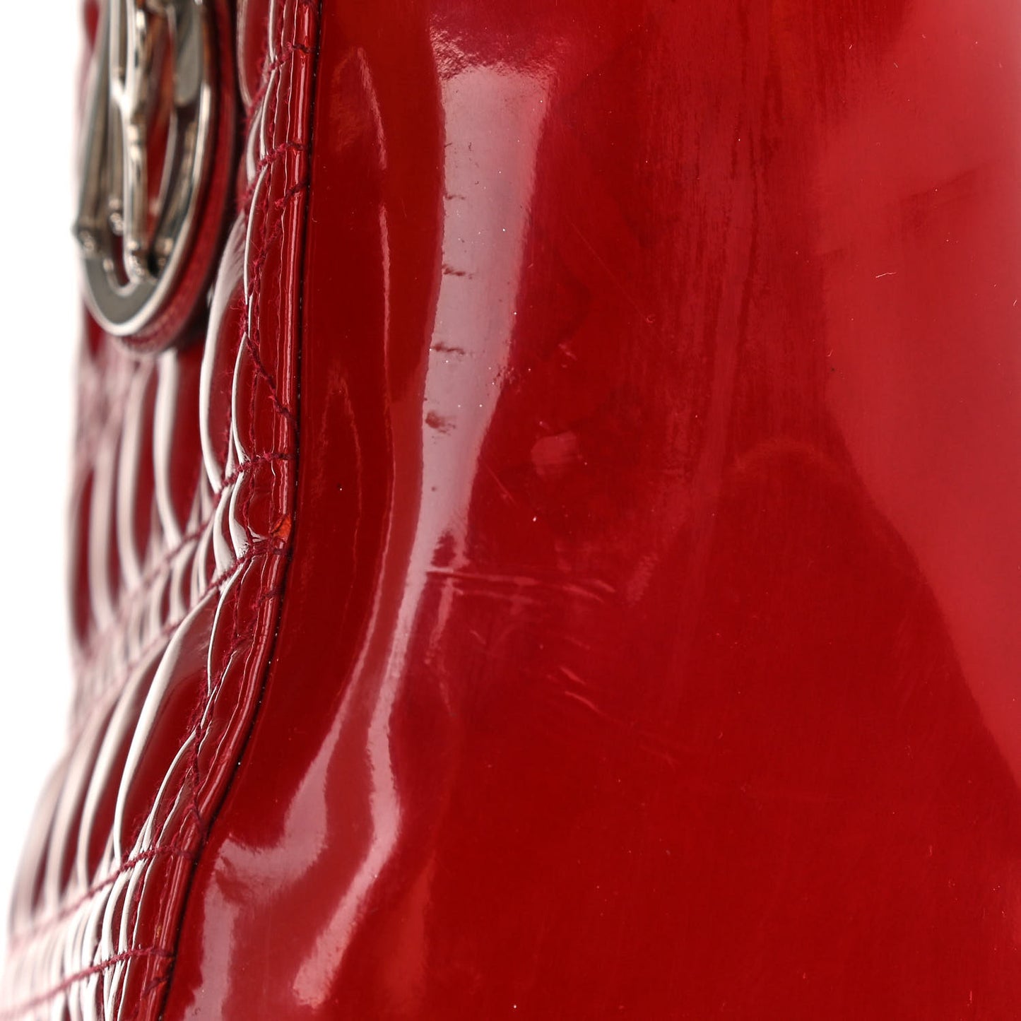 Patent Cannage Medium Lady Dior Red