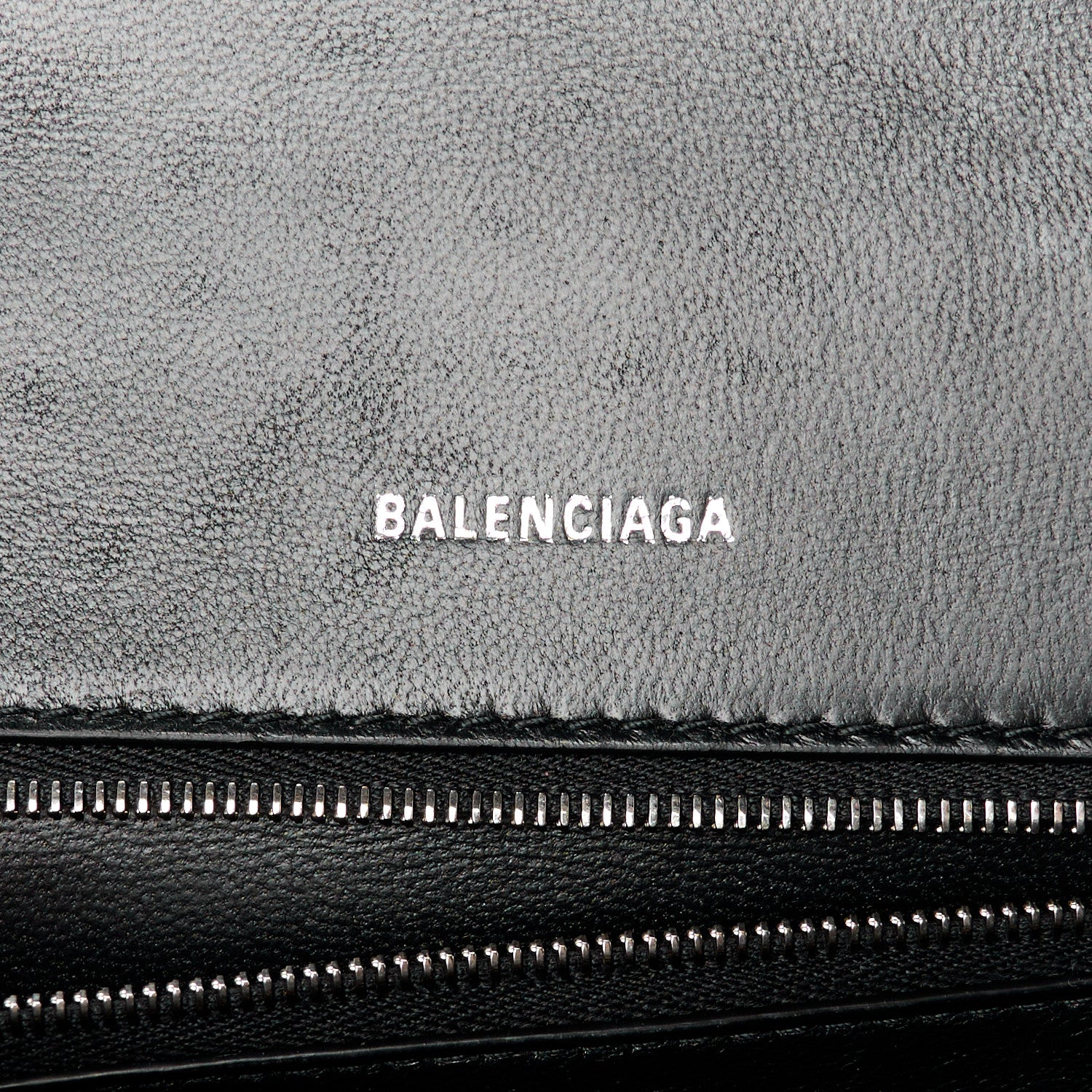 Balenciaga Washed Denim BB Monogram Small Hourglass Top Handle Bag Black 6 of 11