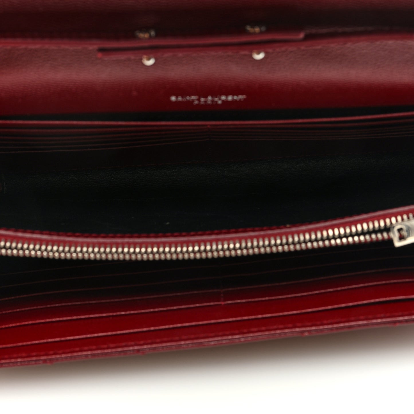 Grain De Poudre Matelasse Chevron Monogram Chain Wallet Palissandre