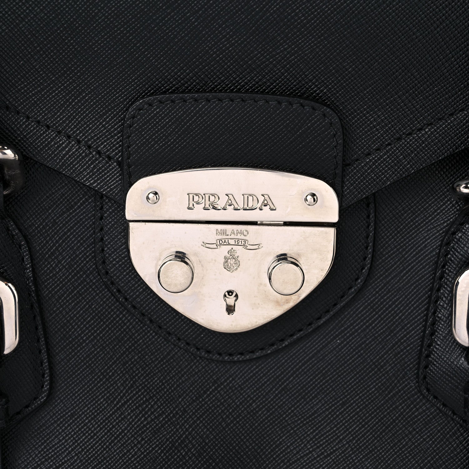 Prada Saffiano Pushlock Satchel Black 13 of 16