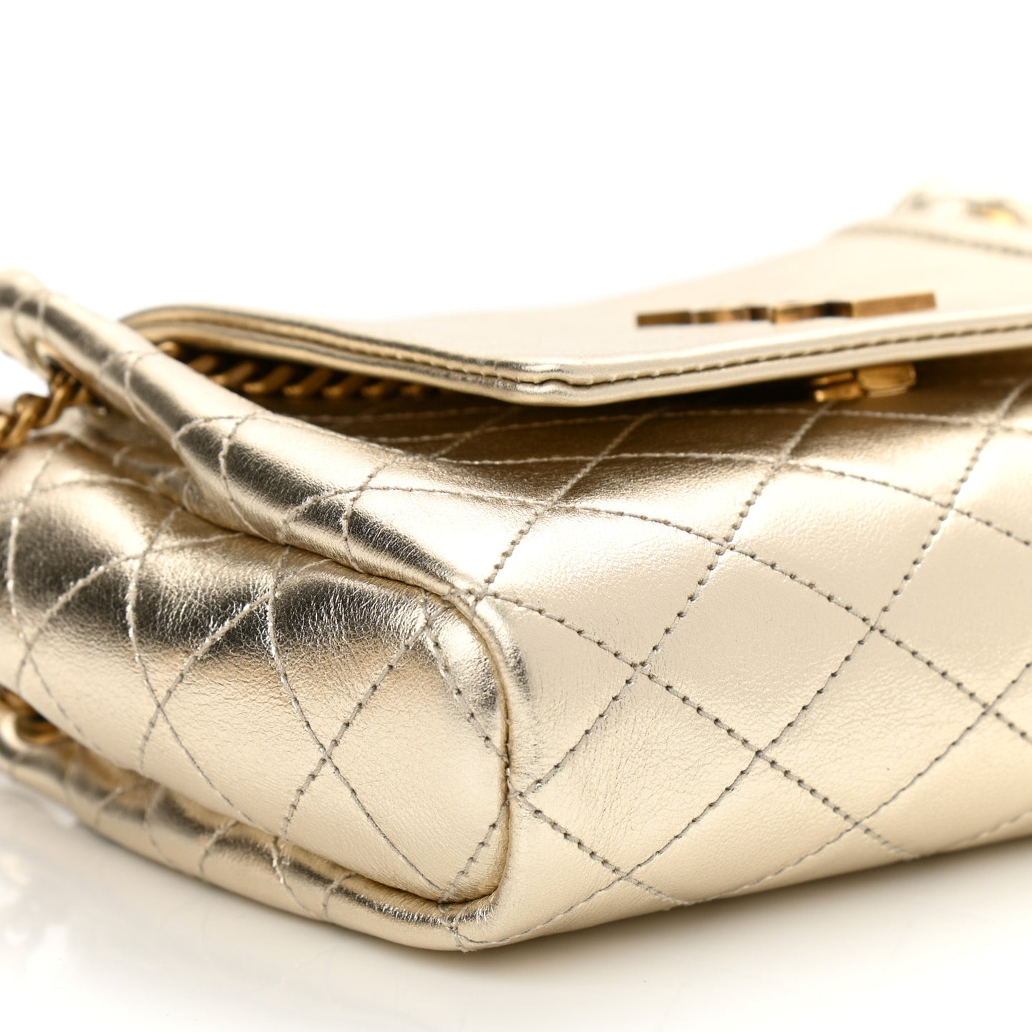 Metallic Lambskin Quilted Monogram Mini Nolita Platino