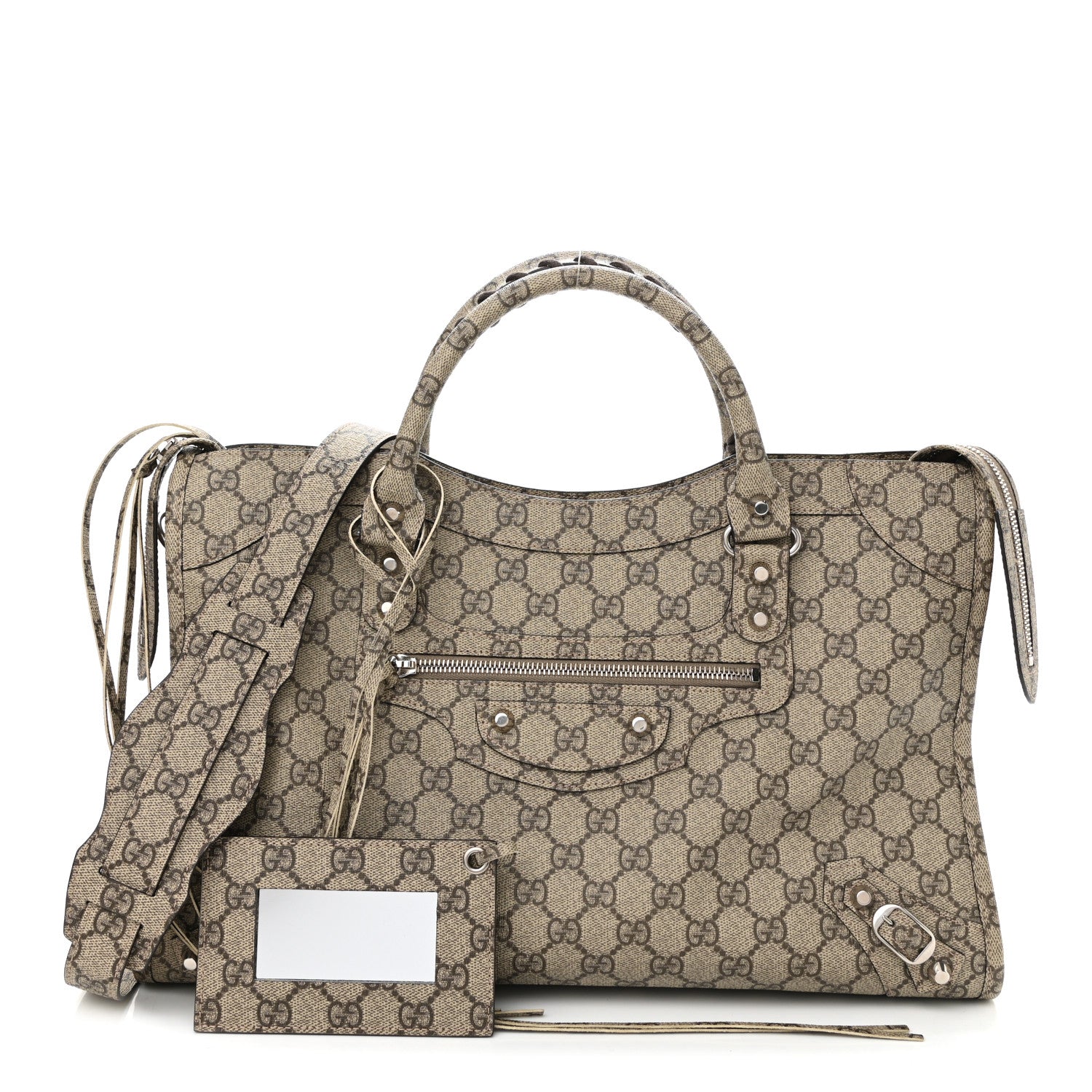Balenciaga X GUCCI GG Supreme Monogram Neo Classic Silver Hardware City Beige Ebony 1 of 10