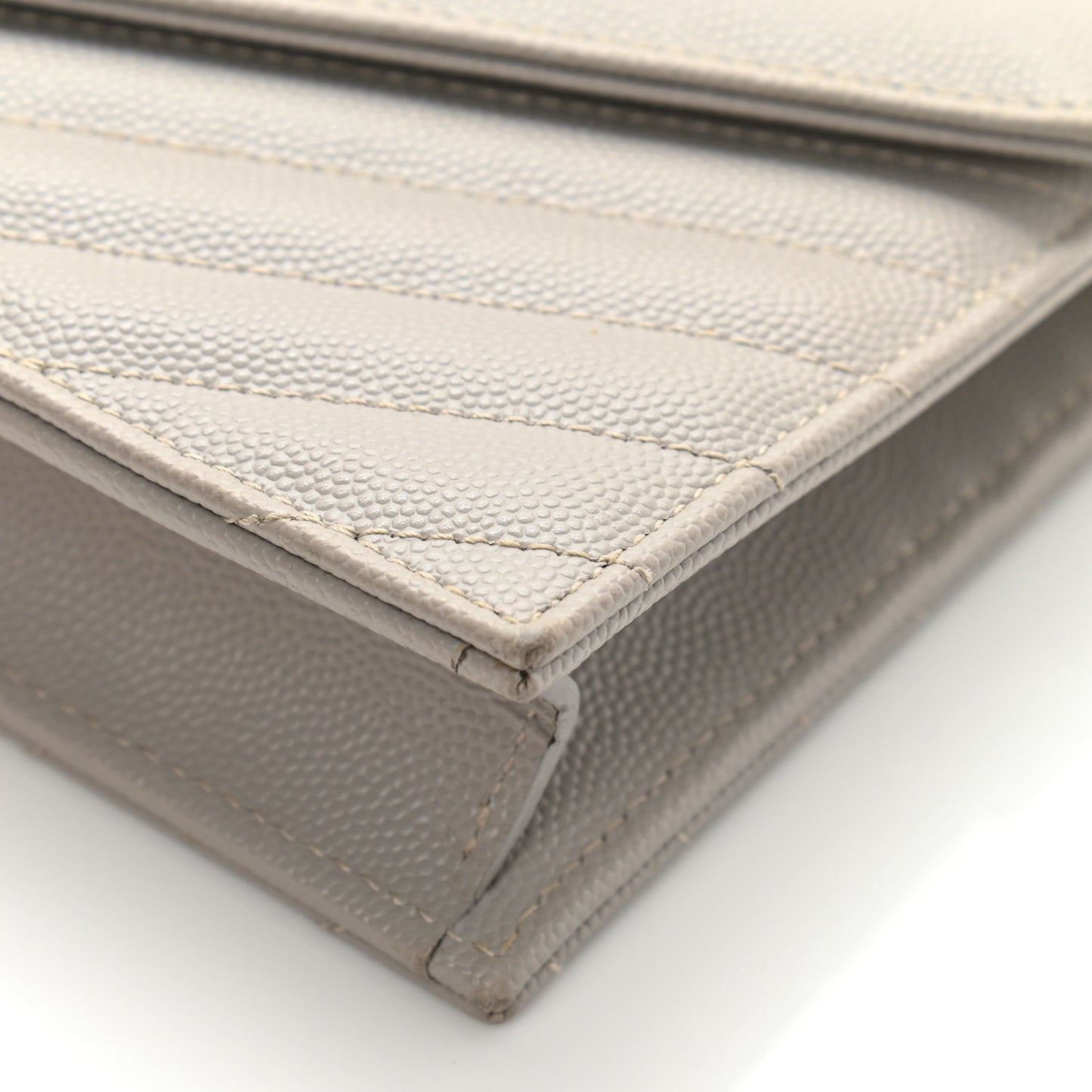 Grain De Poudre Matelasse Chevron Monogram Envelope Chain Wallet Granite
