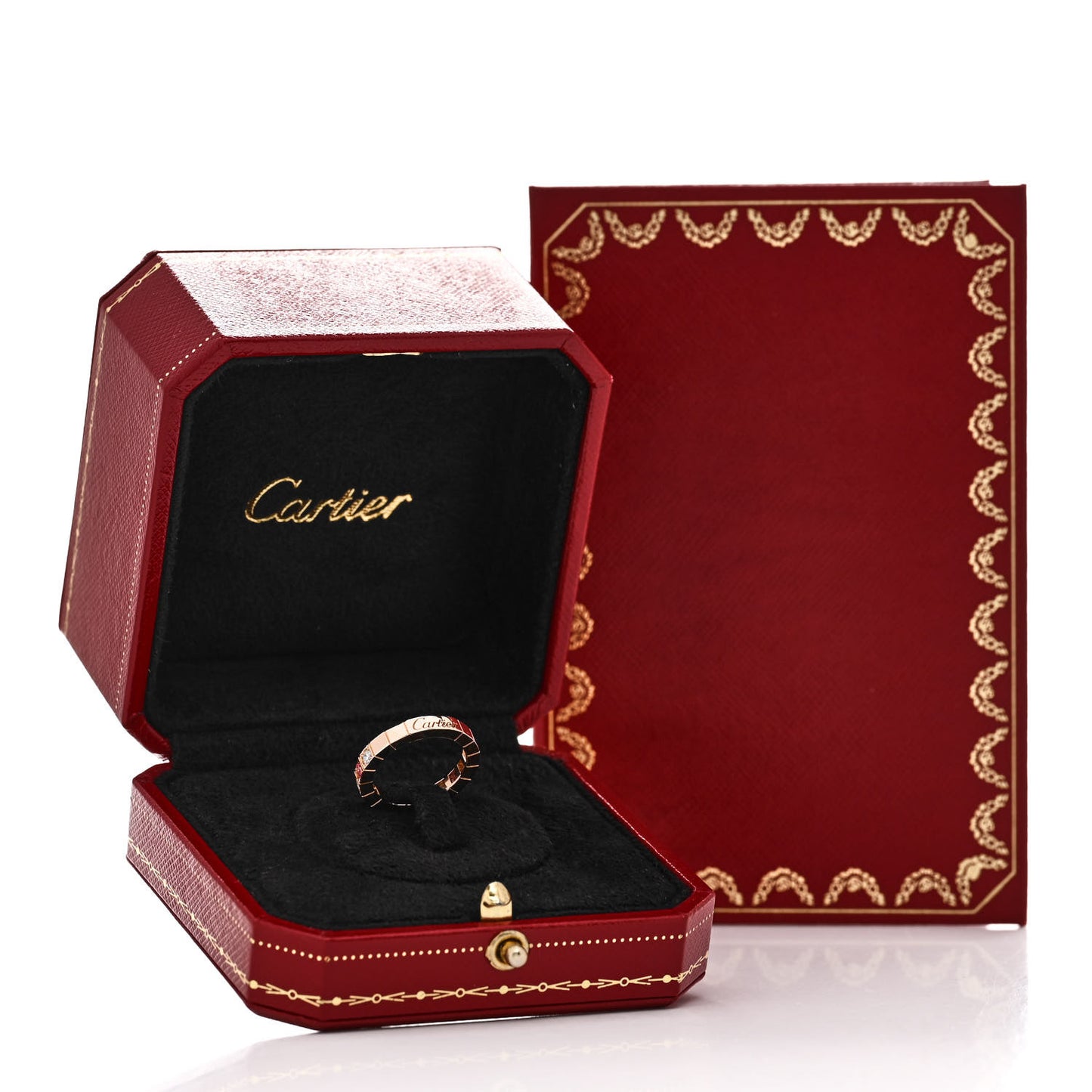 18K Pink Gold Diamond Pink Sapphire Lanieres Ring 47 4.25