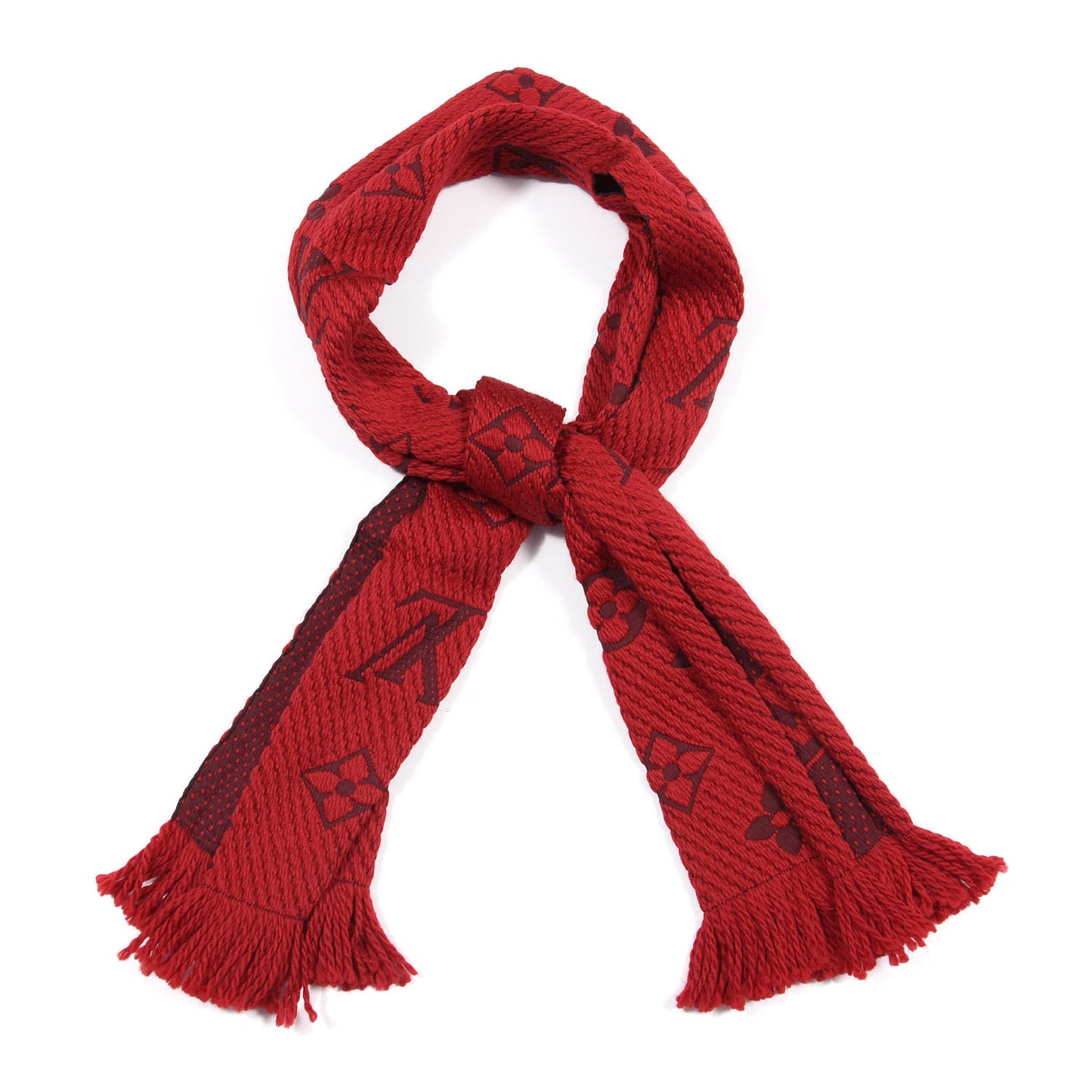 Wool Silk Logomania Scarf Rubis