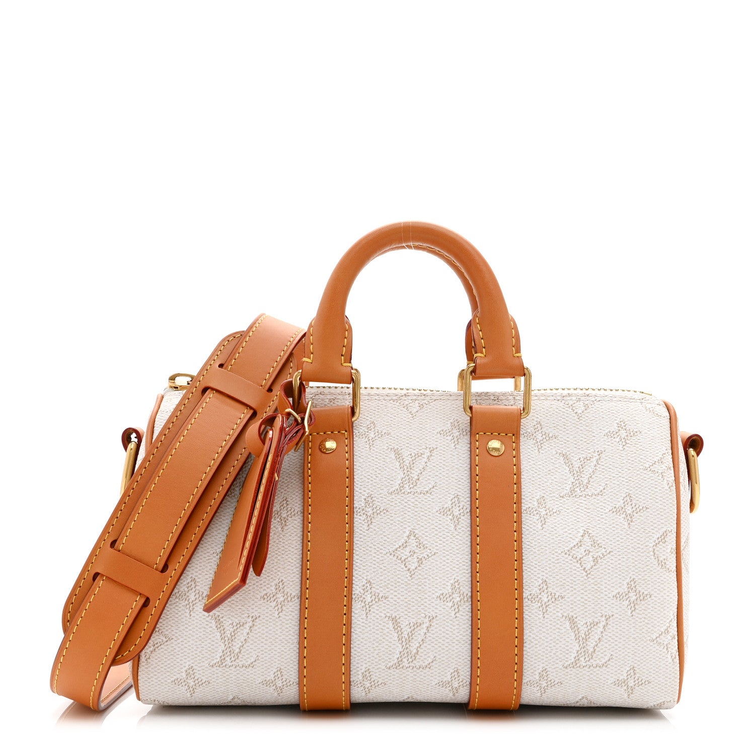 Louis Vuitton Monogram Heritage Keepall Bandouliere 25 Off White
