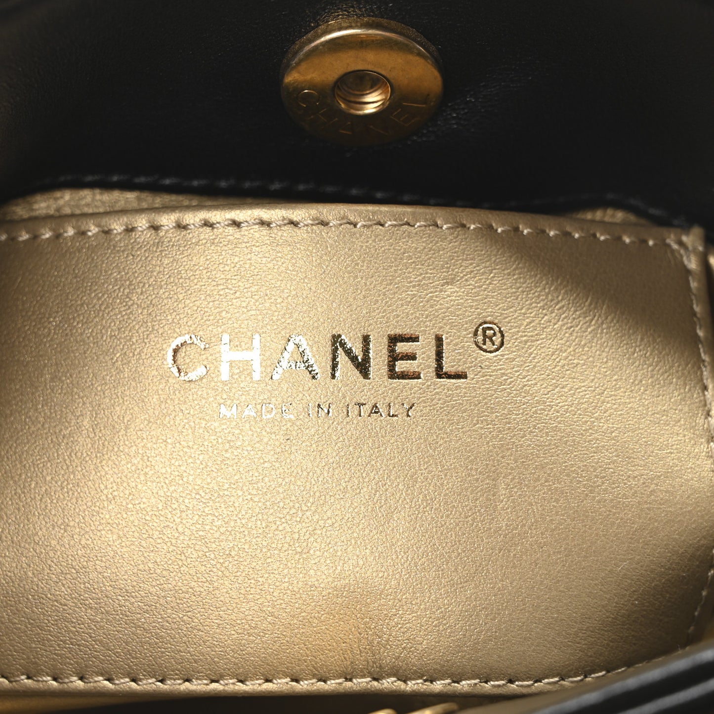 Lambskin Quilted Enamel Mini Shopping Bag Black
