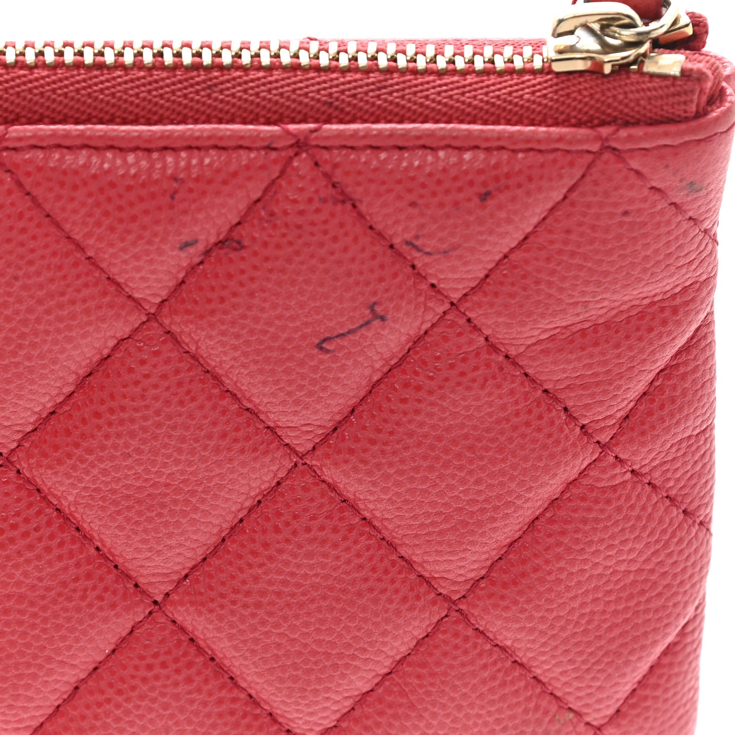 Caviar Quilted Small Cosmetic Case Dark Pink