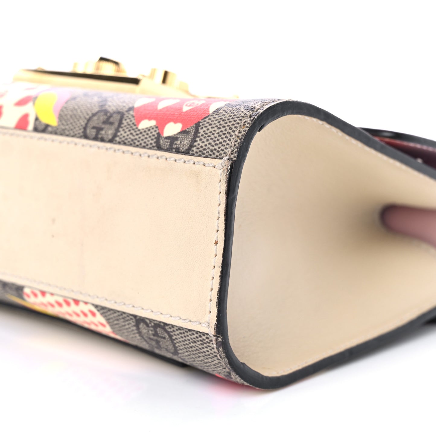 GG Supreme Monogram Les Pommes Small Padlock Shoulder Bag Beige Ebony Multicolor Pink