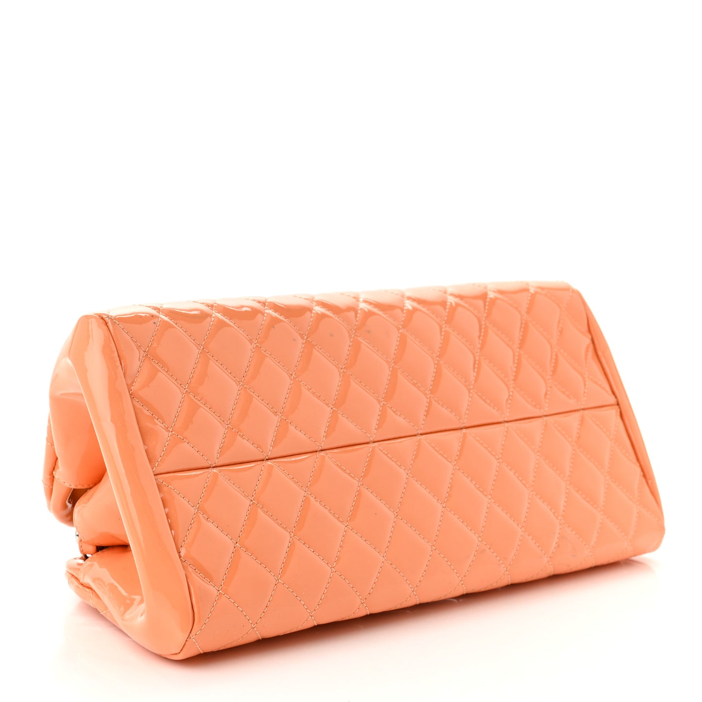 Patent Quilted Medium Just Mademoiselle Bowling Bag Orange
