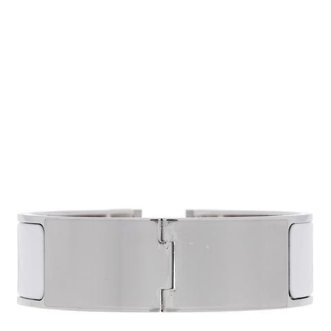 Enamel Wide Clic Clac H Bracelet GM White