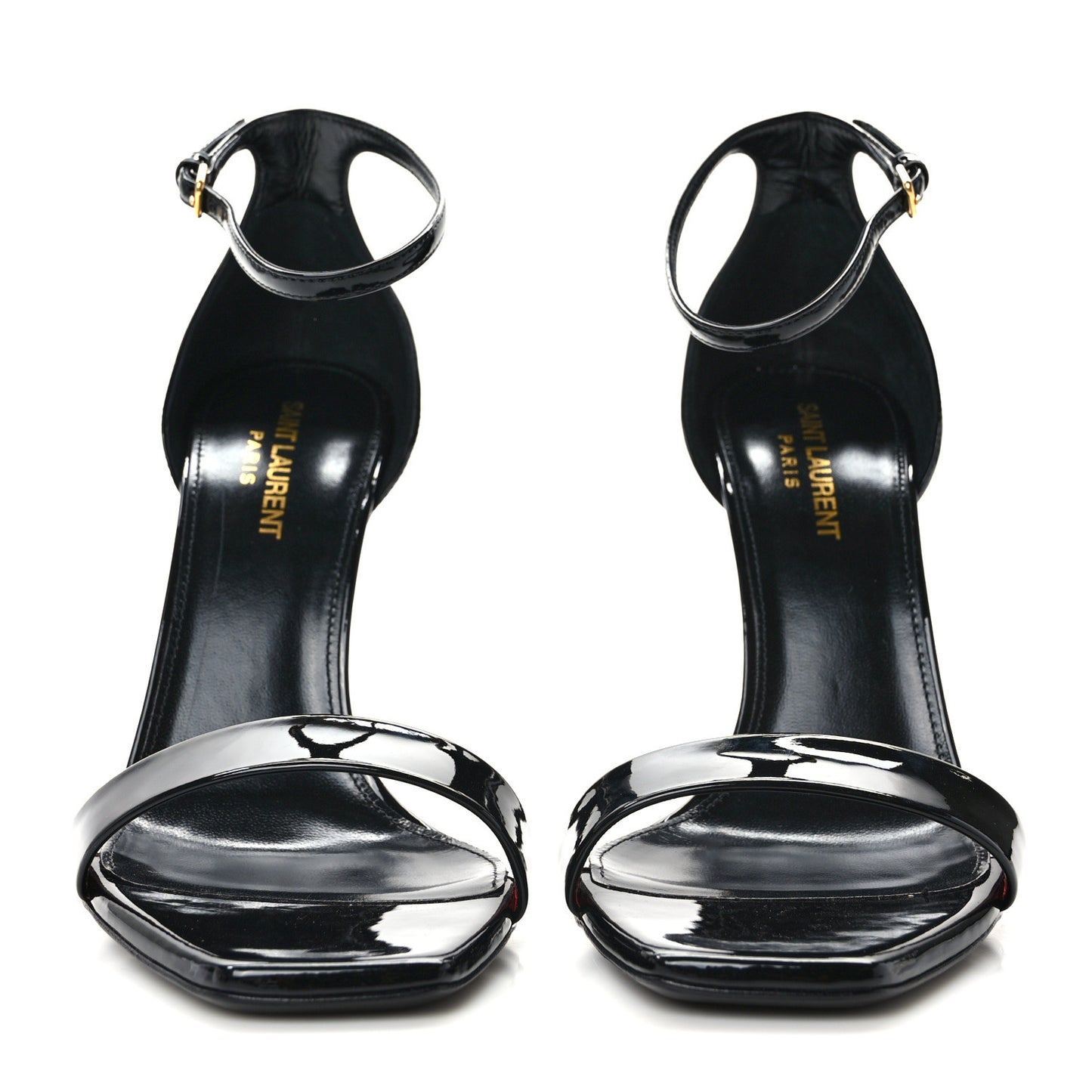 Patent Calfskin Amber 105 Ankle Strap Sandals 39 Black