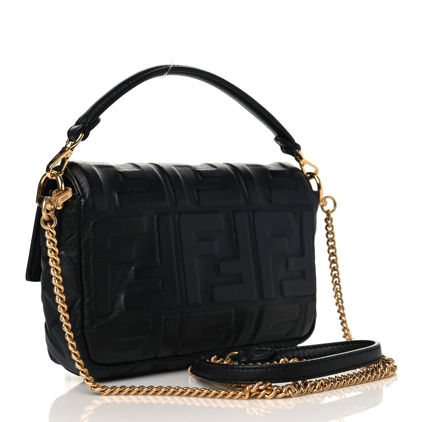 Nappa FF 1974 Embossed Mini Baguette Black