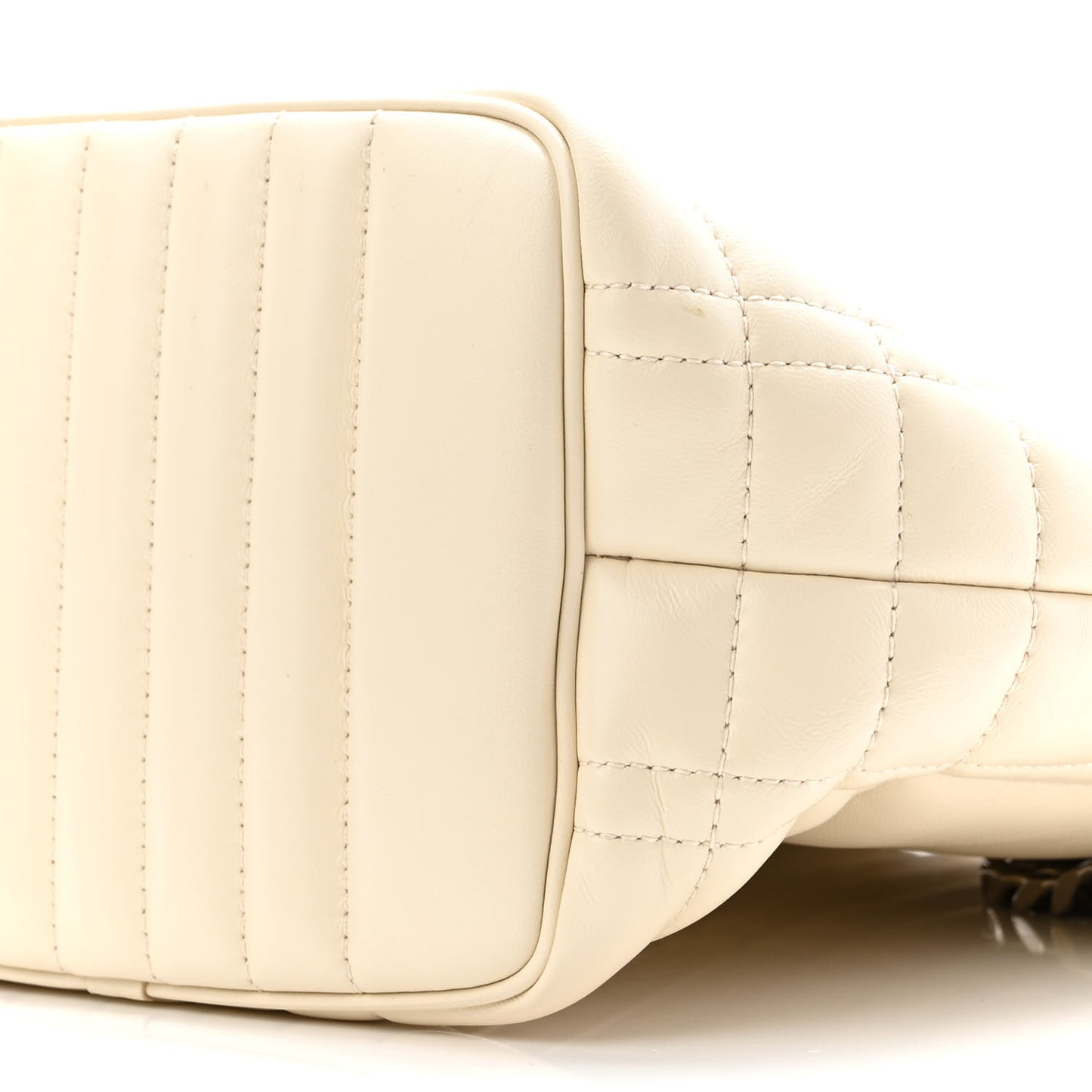 Lambskin Quilted Small Lola Bucket Bag Pale Vanilla