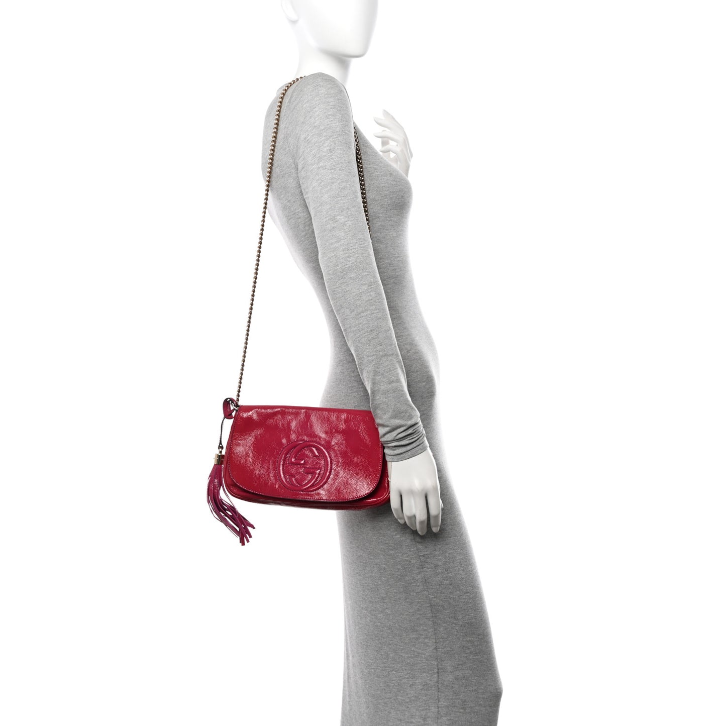 Patent Medium Soho Flap Crossbody Bright Bougainvillea