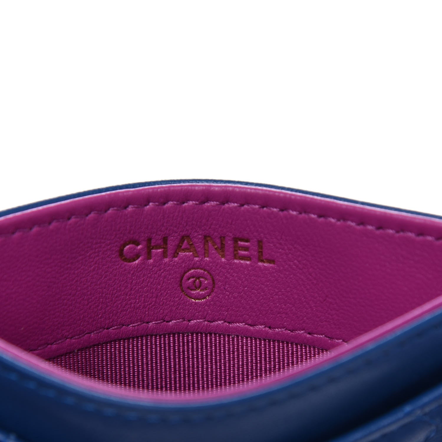 Chanel Lambskin Quilted Card Holder Blue Pink 6 of 9