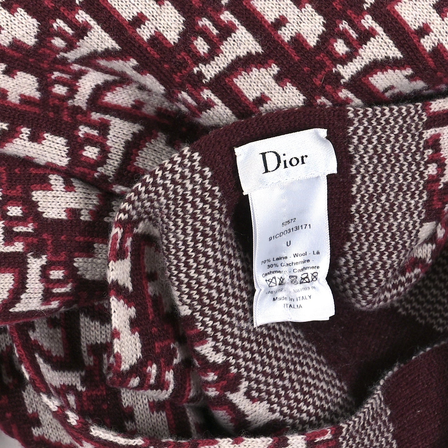 Wool Cashmere Oblique Scarf Burgundy