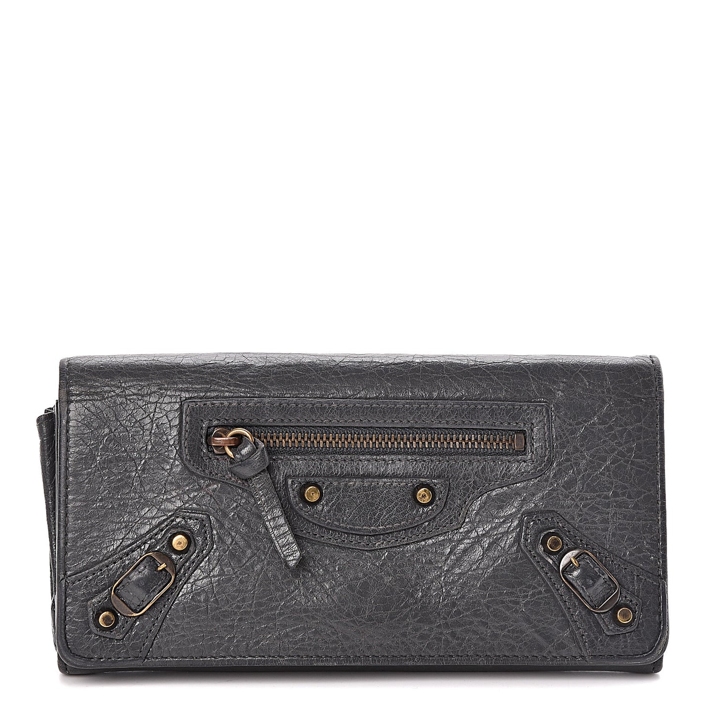 Agneau Classic Hardware Money Wallet Gris Fossile