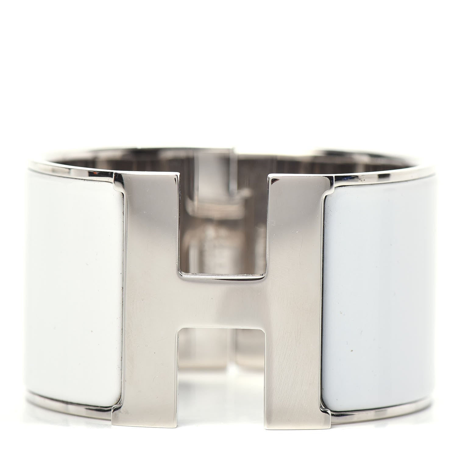 Hermes Enamel Extra Wide Clic Clac H Bracelet PM White 1 of 6