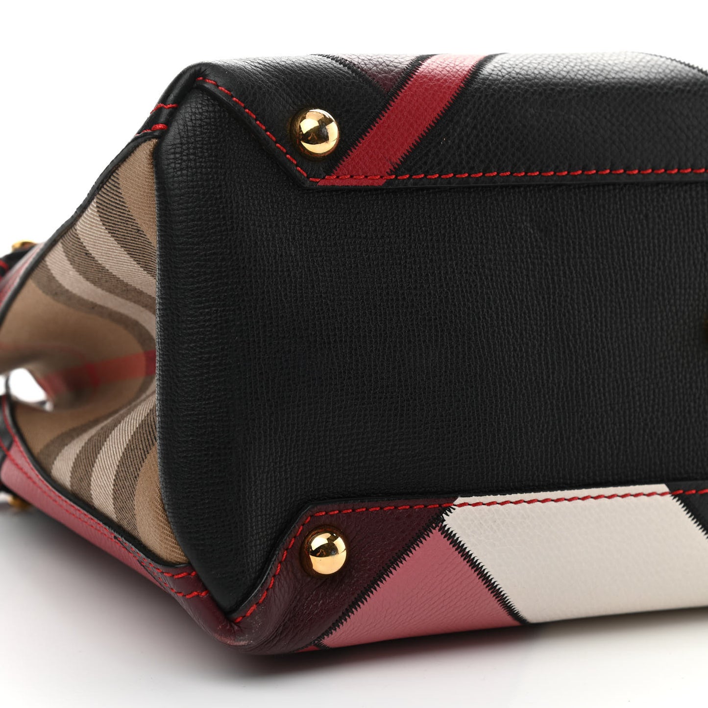 Grainy Calfskin Patchwork Medium Banner Tote Red Multicolor