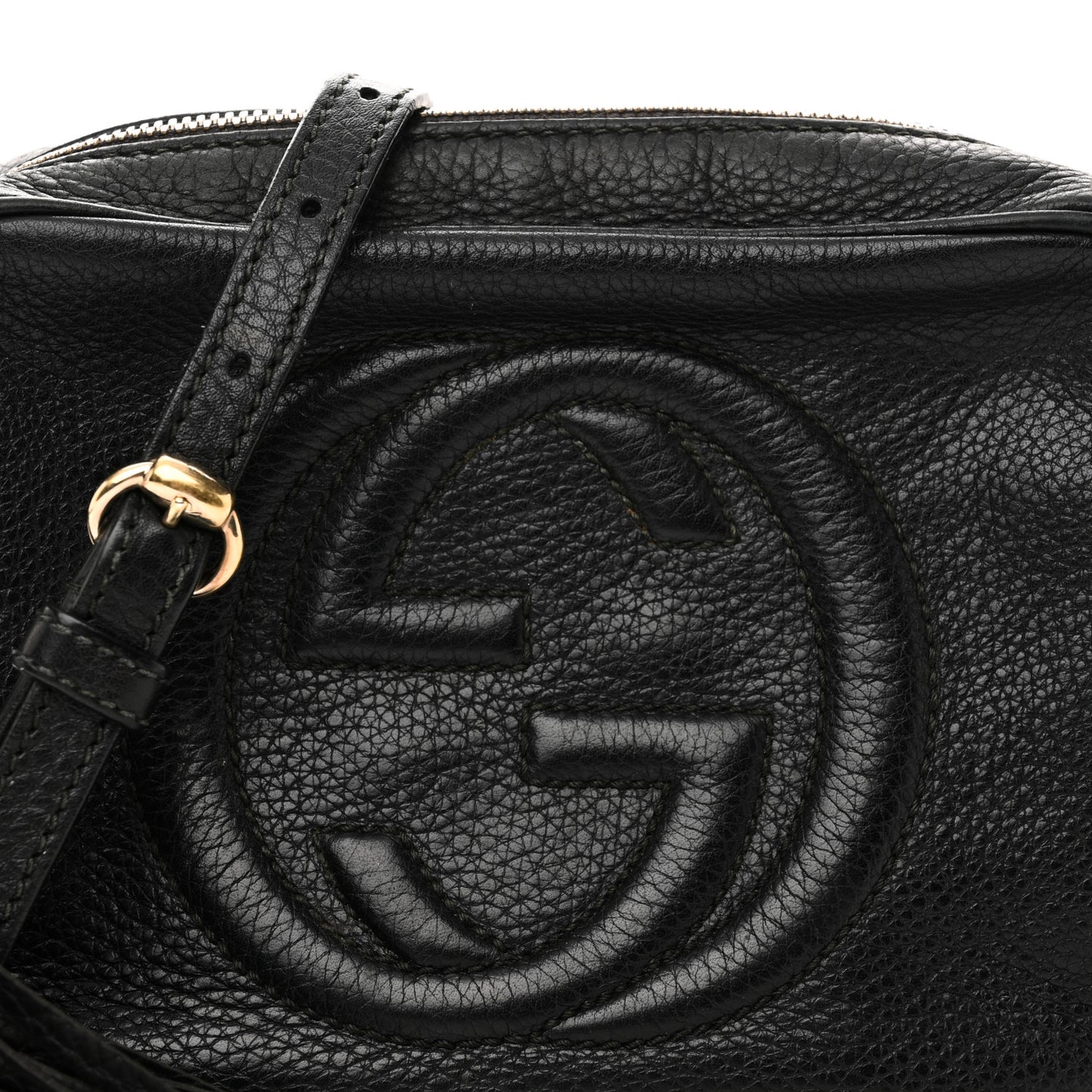 Pebbled Calfskin Small Soho Disco Bag Black