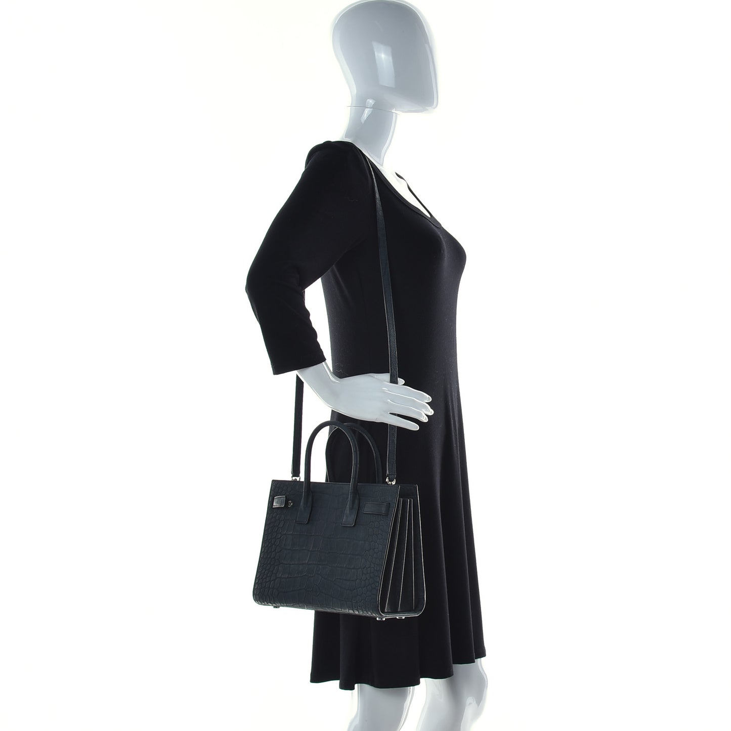 Crocodile Embossed Nubuck Baby Sac De Jour Dark Anthracite
