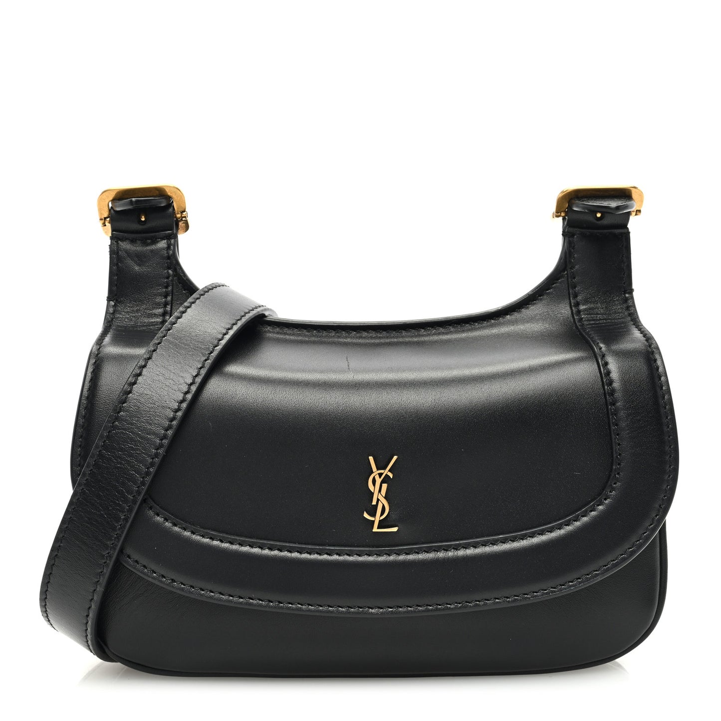 Smooth Calfskin Small Charlie Shoulder Bag Black