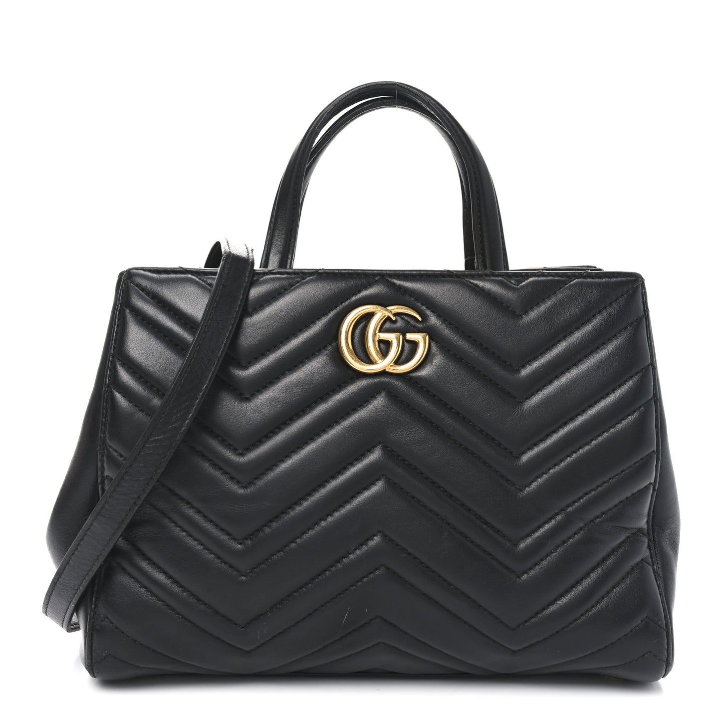 Calfskin Matelasse Small GG Marmont Tote Black