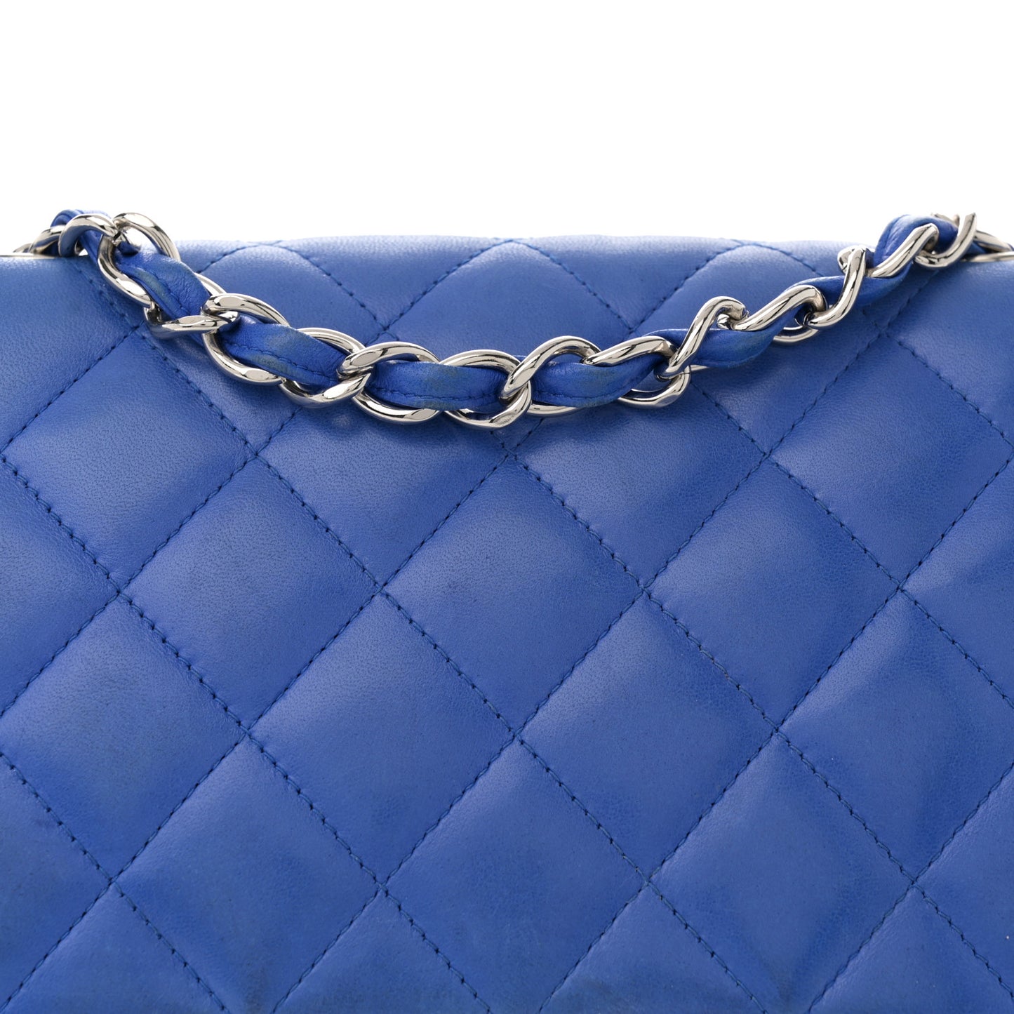 Lambskin Quilted Jumbo Single Flap Blue