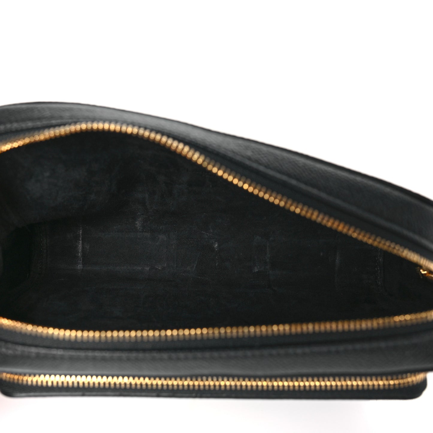 Grained Calfskin Caro Double Pouch Black