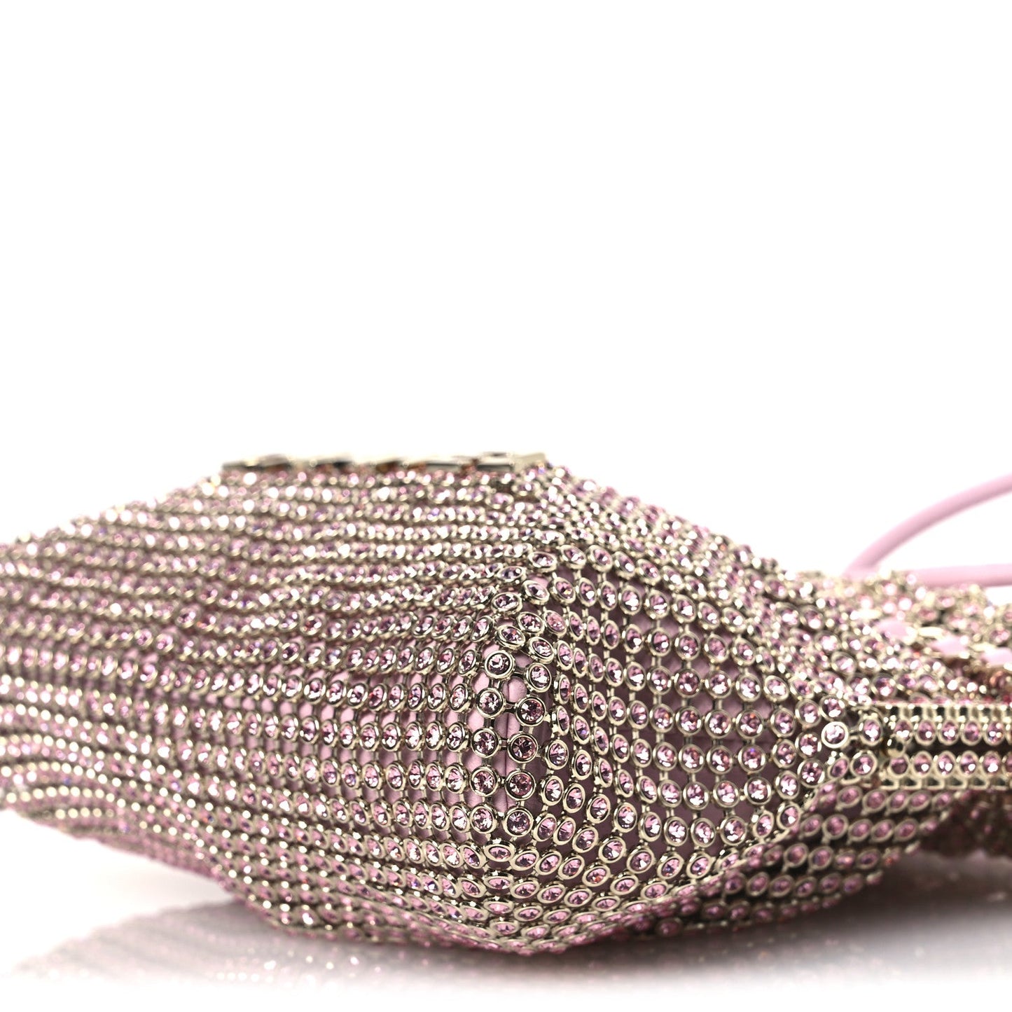 Crystal Embellished Metallic Lambskin Mini Chanel 22 Pink